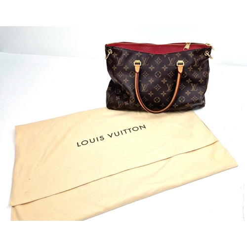 120 - A Louis Vuitton Pallas Monogram Shoulder Bag. Brown monogram canvas and leather. Gilded hardware. De... 