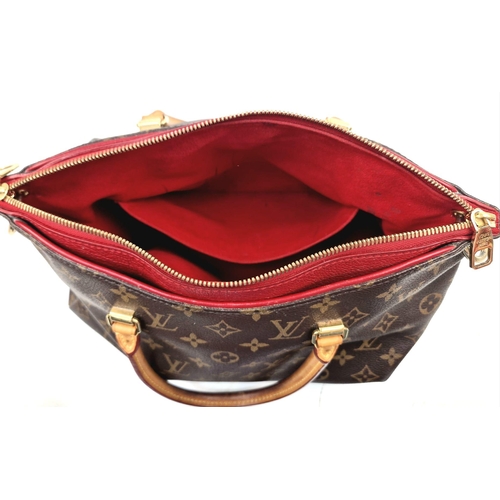 120 - A Louis Vuitton Pallas Monogram Shoulder Bag. Brown monogram canvas and leather. Gilded hardware. De... 
