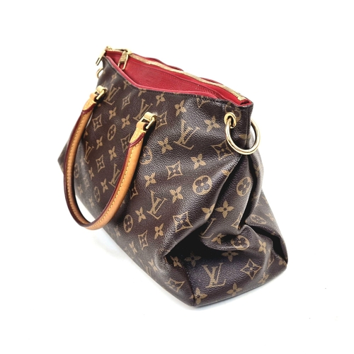 120 - A Louis Vuitton Pallas Monogram Shoulder Bag. Brown monogram canvas and leather. Gilded hardware. De... 