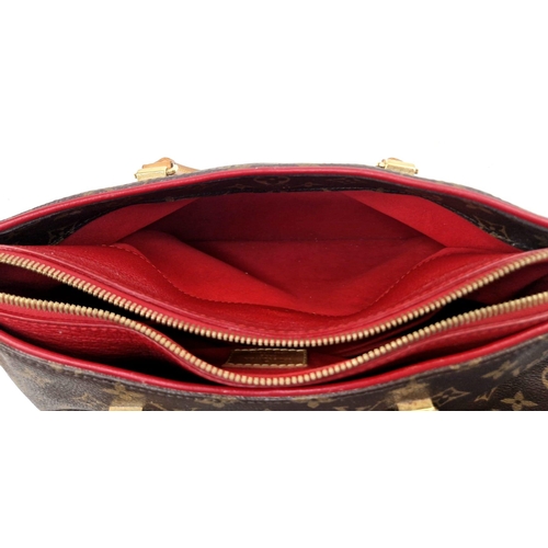 120 - A Louis Vuitton Pallas Monogram Shoulder Bag. Brown monogram canvas and leather. Gilded hardware. De... 