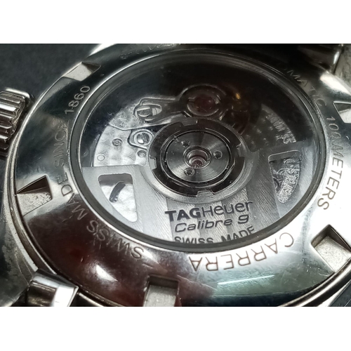 337 - A Tag Heuer Carrera Diamond Ladies Watch. Stainless steel strap and case - 28mm. Silver tone dial wi... 