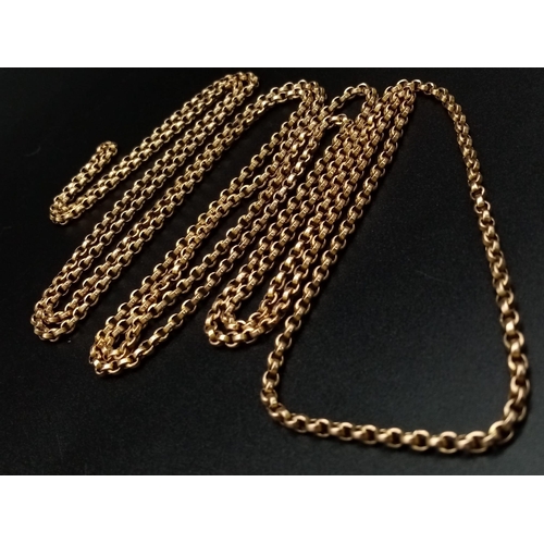 12 - A Vintage 9K Yellow Gold Belcher Link Rope Chain. 160cm.
28.52g.