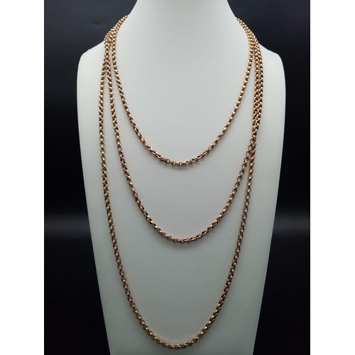 12 - A Vintage 9K Yellow Gold Belcher Link Rope Chain. 160cm.
28.52g.