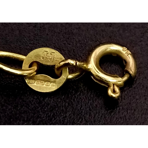 102 - A 9K Yellow Gold Small Belcher Link Necklace. 50cm. 3.89g