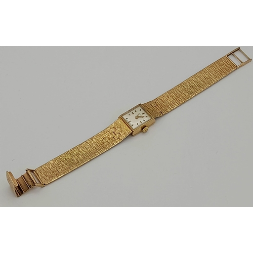 16 - A Vintage Swiss Rodania 9K Solid Gold Ladies Watch. 9K gold bracelet and case - 15 x 15mm. Mechanica... 