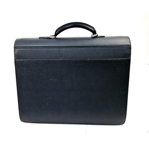 168 - A Stylish Louis Vuitton Robusto Black Taiga Leather Briefcase. LV silver tone lock - no key. Multipl... 