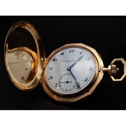 3 - A Vintage IWC 14K Gold Full Hunter Pocket Watch. A wonderful piece of craftsmanship from this sublim... 