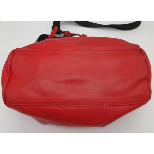 374 - A Givenchy Pandora Red Leather Crossbody Bag. Two zipped compartments. 25 x 15cm. In good condition ... 