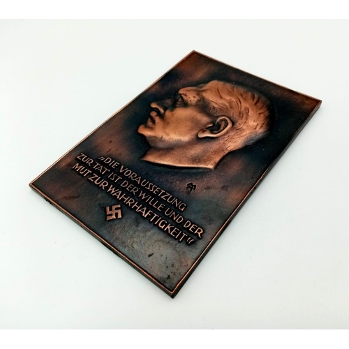 205 - 3rd Reich Copper Plated Cased Fuhrer Plaque. Awarded to middle ranking political and state officials... 