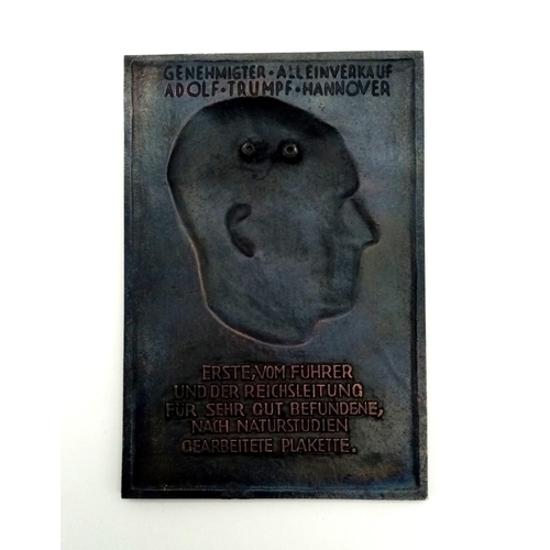 205 - 3rd Reich Copper Plated Cased Fuhrer Plaque. Awarded to middle ranking political and state officials... 