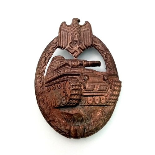 285 - WW2 German Panzer Badge in Bronze for Armoured Vehicles and Grenadiers.