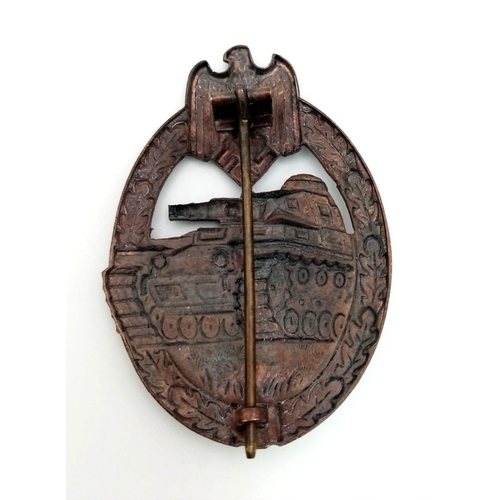 285 - WW2 German Panzer Badge in Bronze for Armoured Vehicles and Grenadiers.