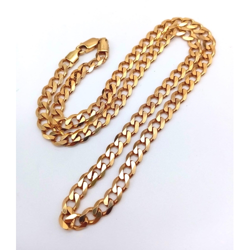 30 - A 9K Yellow Gold Flat Curb Link Necklace. 41cm. 13.2g