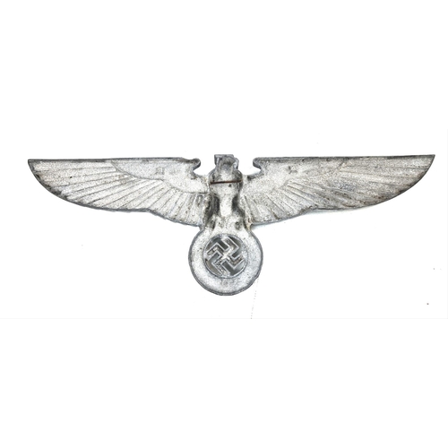 43 - 3rd Reich Art Deco Style Aluminium Wall Eagle. 94cm x 32cm.