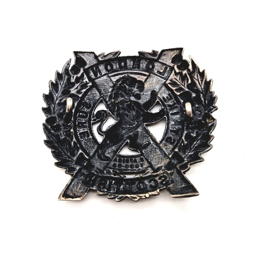 439 - WW1 British London Scottish Officers Silver Cap Badge