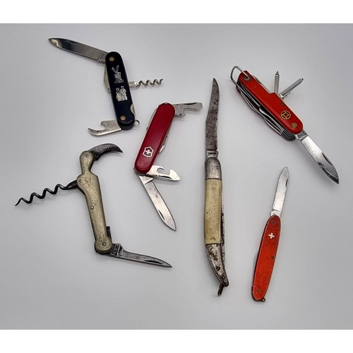 1211 - A Parcel of Six Vintage Multi Blade Pocket/Utility Knives.