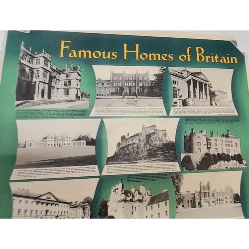 1201 - A Vintage Original 1948 National Savings Poster Illustrating Famous Homes of Britain 76 x 51cm