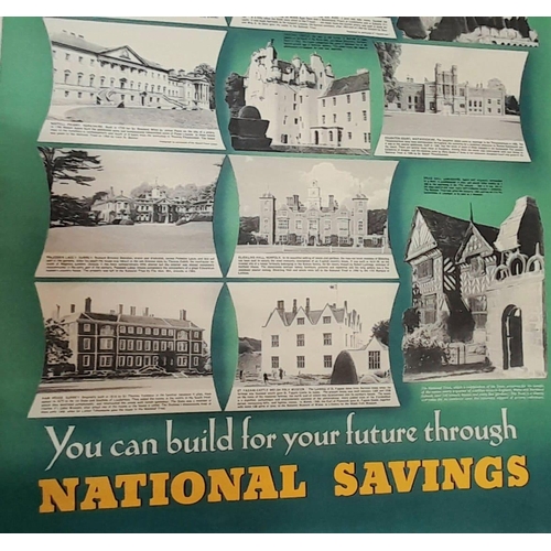 1201 - A Vintage Original 1948 National Savings Poster Illustrating Famous Homes of Britain 76 x 51cm