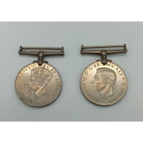 773 - A Pair of WW2 Excellent Condition Medals Comprising of George V1 1939-1945 Medal with Ribbon and Cer... 