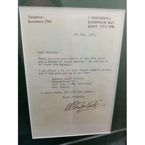 1067 - A Signed Letter from British WW2 Flying Ace Wing Commander Stanford Tuck where he discusses not know... 