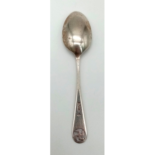 675 - A Rare 1911 Silver Swastika Emblem Spoon made by Goldsmiths and Silversmiths London. In 1911 the Swa... 