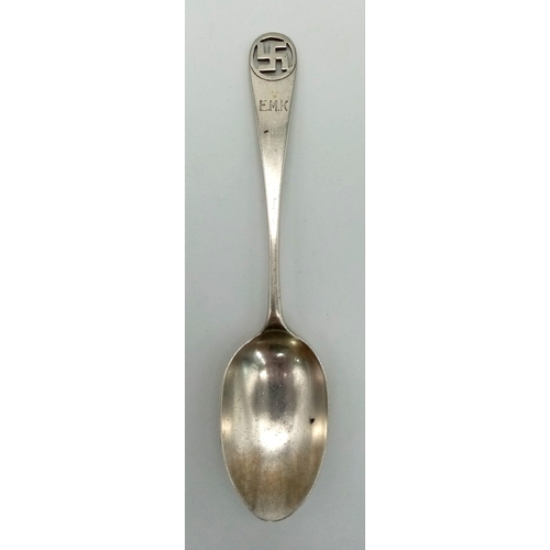 675 - A Rare 1911 Silver Swastika Emblem Spoon made by Goldsmiths and Silversmiths London. In 1911 the Swa... 