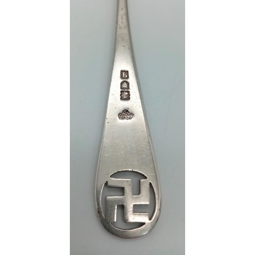 675 - A Rare 1911 Silver Swastika Emblem Spoon made by Goldsmiths and Silversmiths London. In 1911 the Swa... 