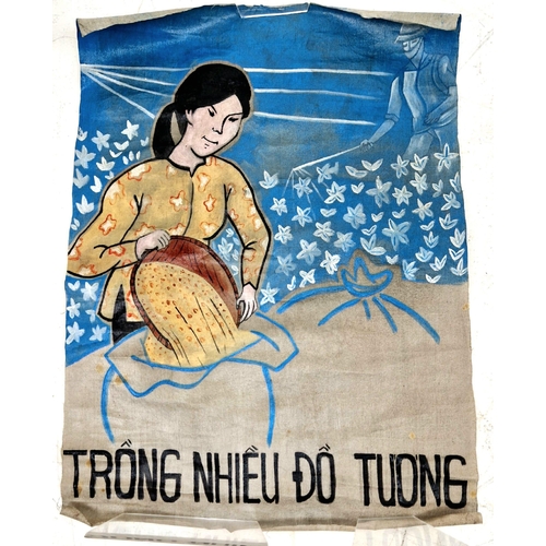 977 - Vietnam War Era Cloth Propaganda Poster. Hand-painted onto cotton material and varnished. This type ... 