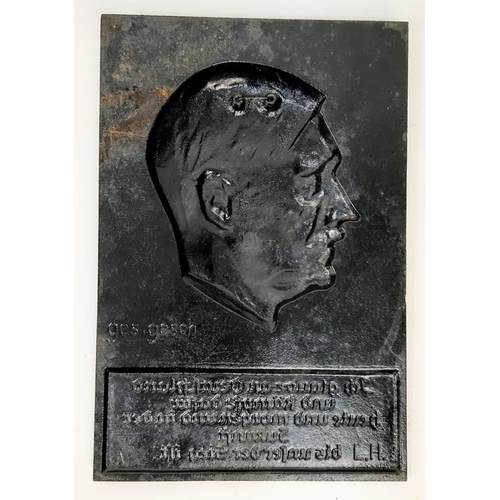 512 - 3rd Reich Metal Hitler Plaque “I believe in Germany and fight for her today and tomorrow and in the ... 