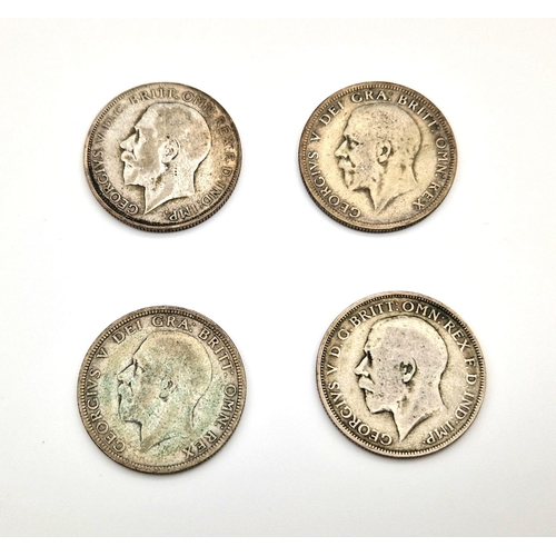 661 - A Parcel of 4 Silver Pre-1947 British Florins Comprising Dates 1920, 1924, 1929 and 1930- All Very G... 