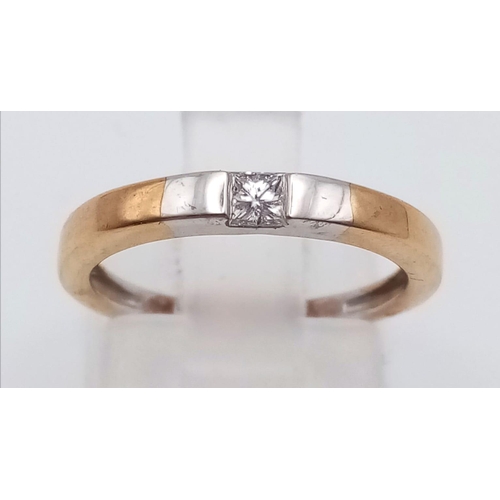 985 - 9k 2 colour tension set diamond ring 1.4g Size I (die:0:12ct)