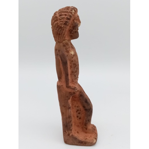 610 - An Ancient Egyptian Terracotta Tomb Figure 14cm Tall, Likely the Image of a Pharaoh or God. Historic... 