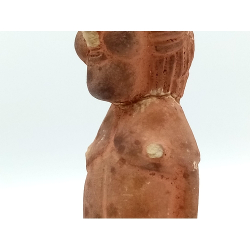 610 - An Ancient Egyptian Terracotta Tomb Figure 14cm Tall, Likely the Image of a Pharaoh or God. Historic... 