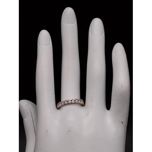 730 - 9k yellow gold diamond 9 stone half eternity ring 1.9g Size O (dia:0.27ct)