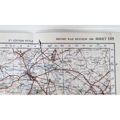 416 - A Good Condition WW2 1940/41War Office Issue Map of Oxford and Henley on Thames. 74 x 56cm