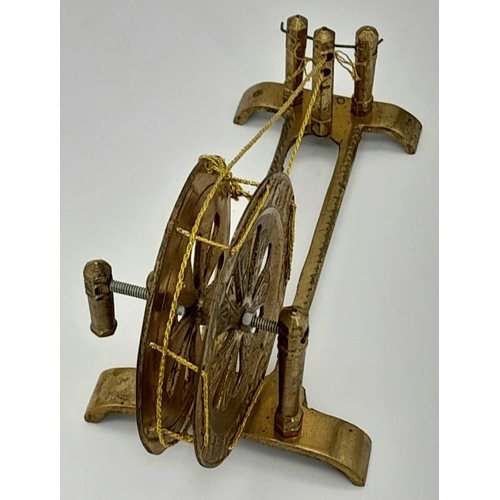 423 - A Very Good Condition Vintage 20th Century Asian Brass Miniature “Charkha” Spinning Wheel, Pakistan ... 