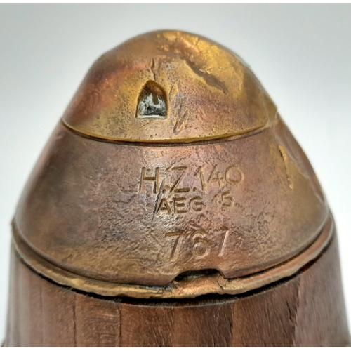 710 - INERT WW1 German HZ 140 Fuze found in Ypres Mounted on a Plinth.