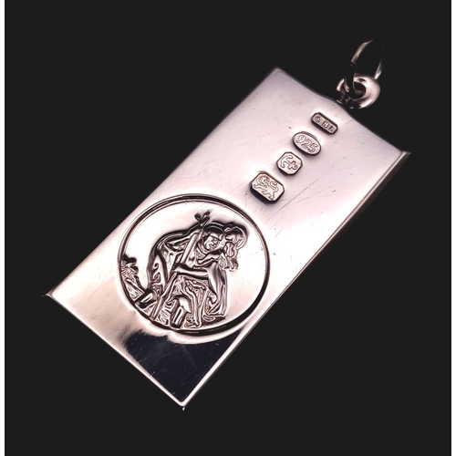 975 - STERLING SILVER RECTANGULAR ST CHRISTOPHER 4.4G