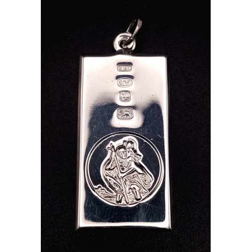 975 - STERLING SILVER RECTANGULAR ST CHRISTOPHER 4.4G