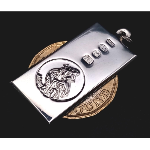 975 - STERLING SILVER RECTANGULAR ST CHRISTOPHER 4.4G