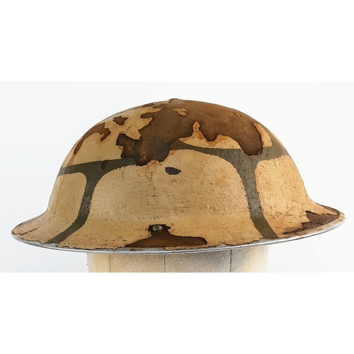 115 - WW2 British MK II Helmet Painted in Malta Camouflage. Malta was one of the most bombed places during... 