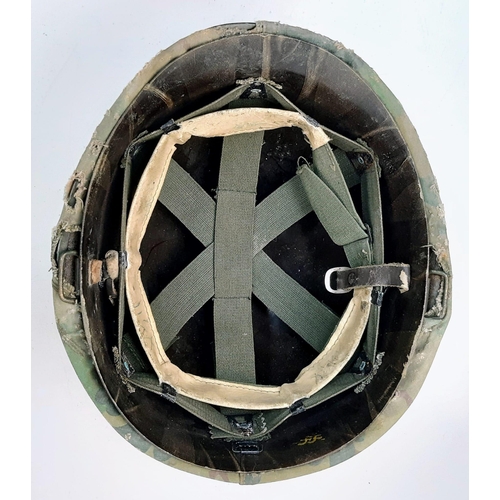 380 - Vietnam War Era US MI Helmet with Reversible Mitchel – Duck Hunter Cover.