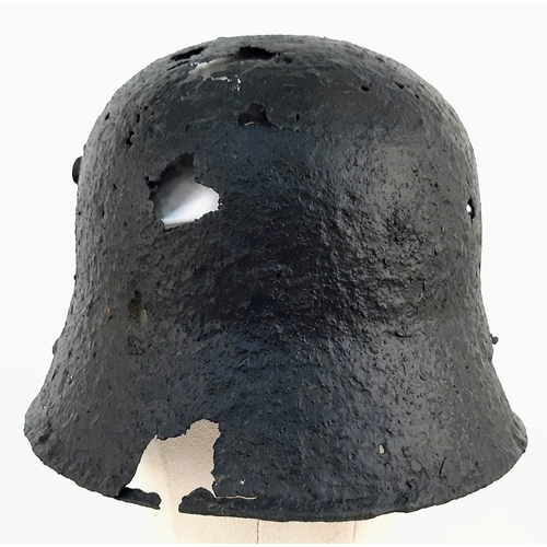 425 - WW1 German M16 Helmet with Post War Memorial Painting.