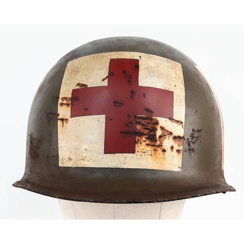 432 - Vietnam War Era US M1 Medics Helmet.