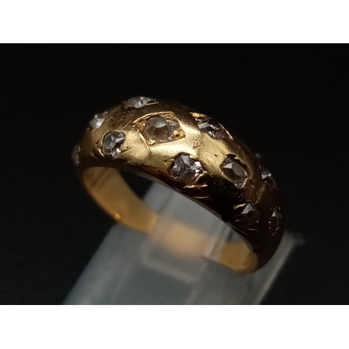 158 - 18K Yellow Gold DIAMOND BAND RING 0.35CT 6.6G SIZE M