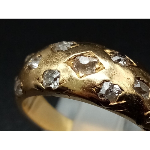 158 - 18K Yellow Gold DIAMOND BAND RING 0.35CT 6.6G SIZE M