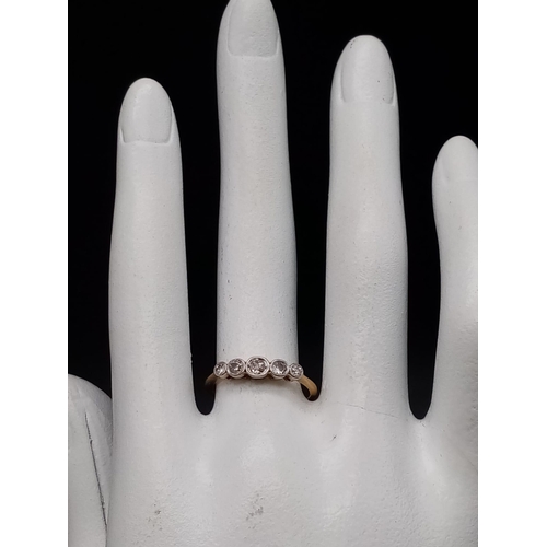 172 - 18K Yellow Gold & PLATINUM VINTAGE 5 STONE DIAMOND RING 0.20CT 2G SIZE L