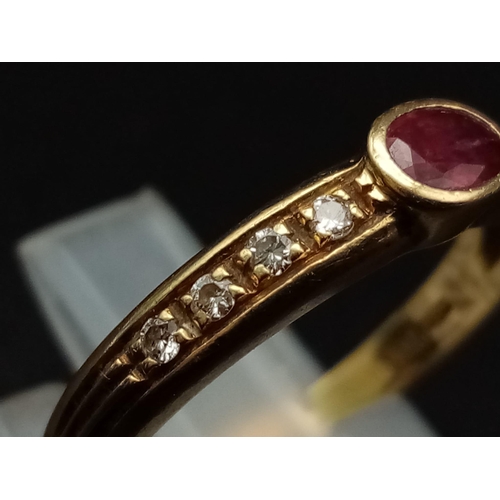 363 - 14K Yellow Gold DIAMOND & RUBY BAND RING 3.3G SIZE N 1/2