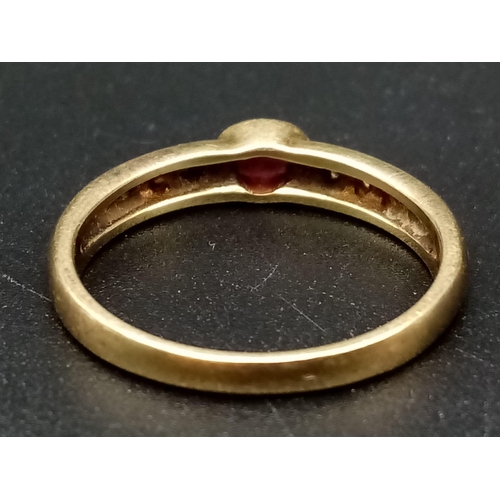 363 - 14K Yellow Gold DIAMOND & RUBY BAND RING 3.3G SIZE N 1/2