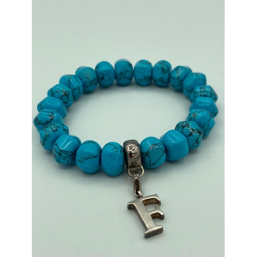 245 - Genuine THOMAS SABO SILVER and TURQUOISE BRACELET. Having polished natural turquoise stones with a r... 